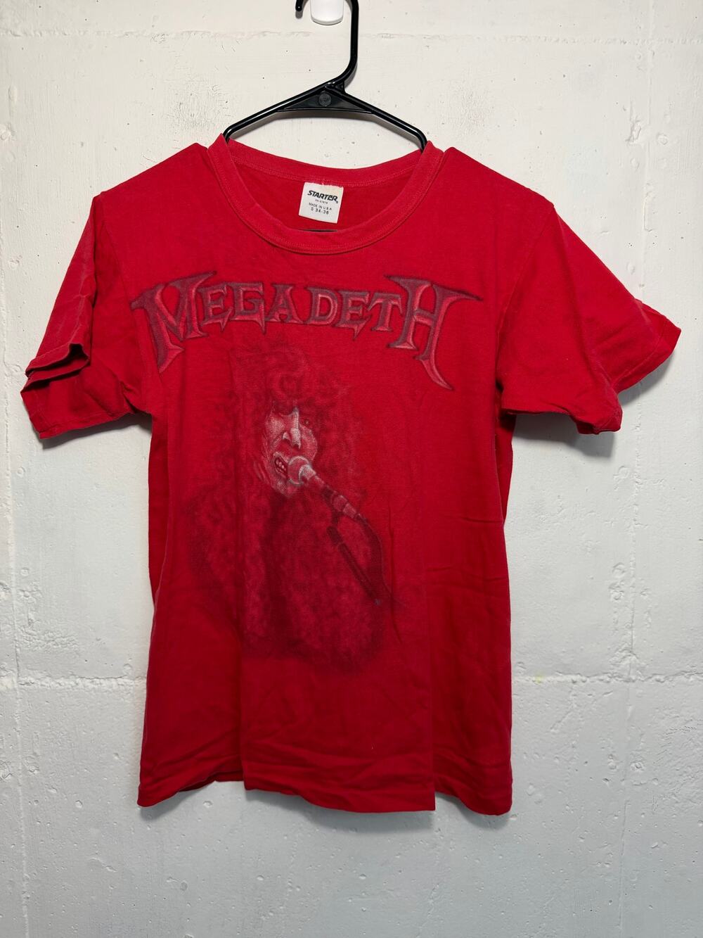 Vintage Started Single Stitch MEGADETH T Shirt Red Small Adult
